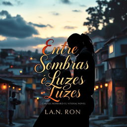 A captivating book cover design for a romance novel titled 'Entre Sombras e Luzes'