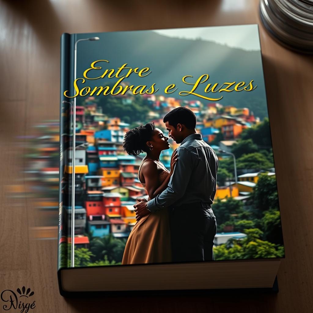 A captivating book cover featuring the title 'Entre Sombras e Luzes' elegantly displayed