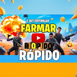 A detailed YouTube thumbnail for the guide 'Cómo FARMAR XP RÁPIDO para Subir de Nivel en 2024'