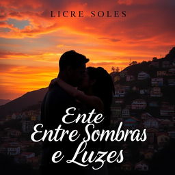 A book cover design for a romance novel titled 'Entre Sombras e Luzes'