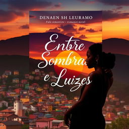 A book cover design for a romance novel titled 'Entre Sombras e Luzes'