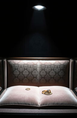 A dramatic scene depicting a jewelry thief's empty display case in a dimly lit room