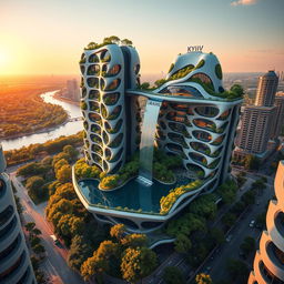 A breathtaking futuristic, bionic design of high-rise buildings shaped like a map of Ukraine, located in Kyiv