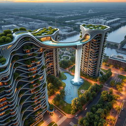 A breathtaking futuristic, bionic design of high-rise buildings shaped like a map of Ukraine, located in Kyiv