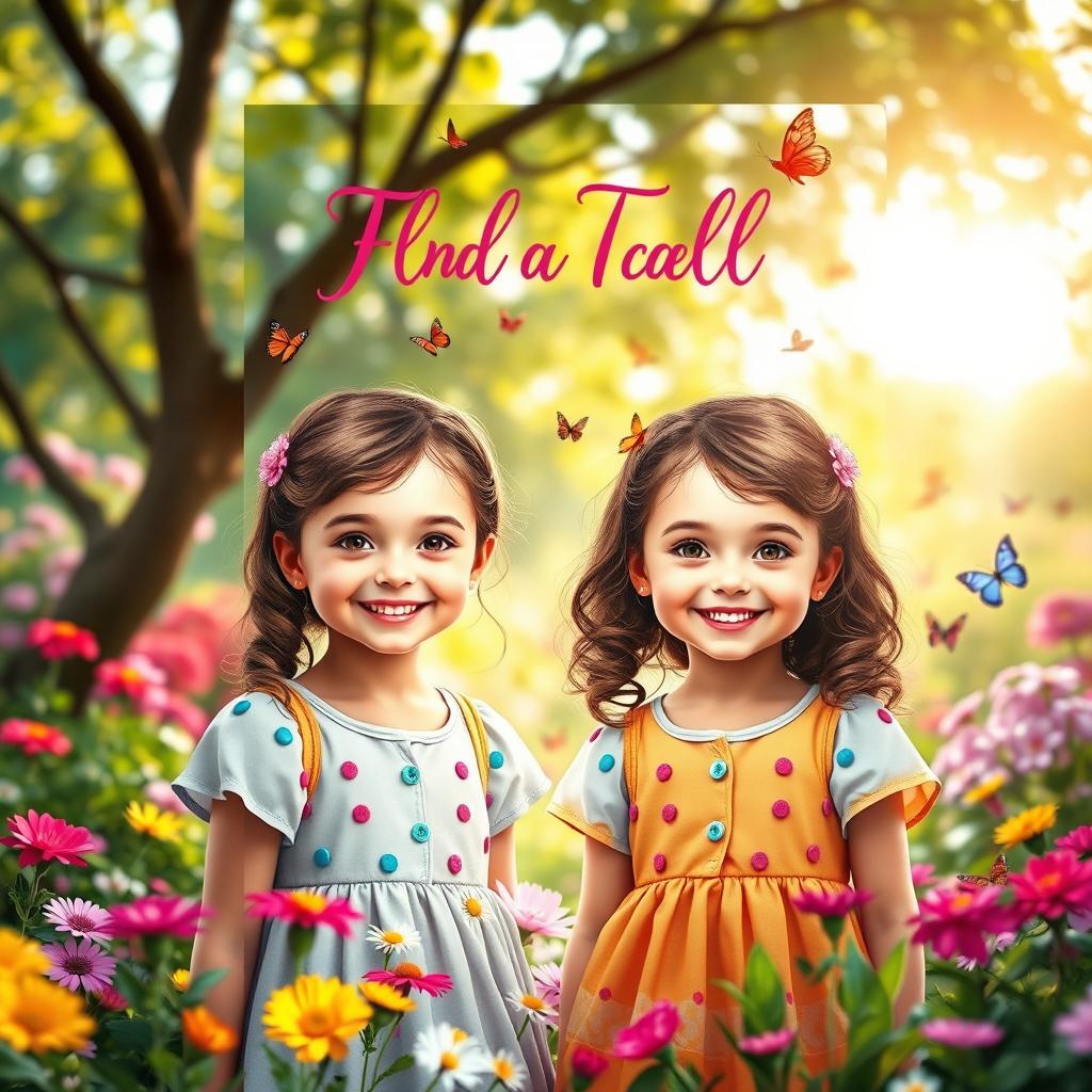 A captivating eBook cover featuring identical twin girls with enchanting smiles