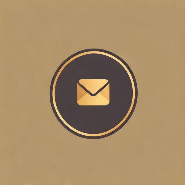 Create a round logo for an email customer service team, featuring the color palette of dark brown and gold, representing reliance, efficiency, and elegance.