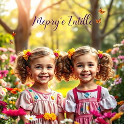 A captivating eBook cover featuring identical twin girls with enchanting smiles