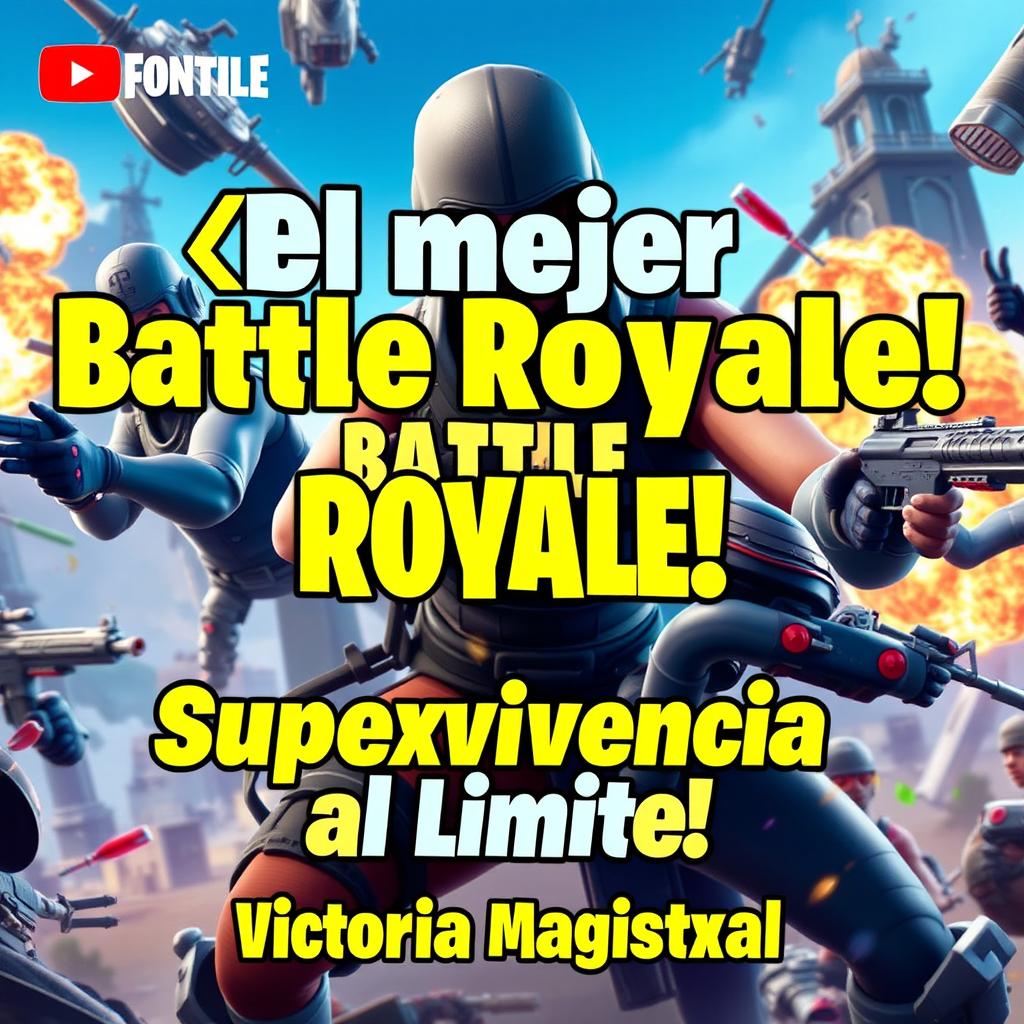 An eye-catching YouTube thumbnail for the video titled '¡El mejor Battle Royale en Fortnite! Supervivencia al Límite - Victoria Magistral'