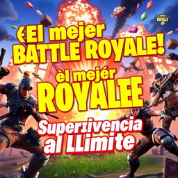 An eye-catching YouTube thumbnail for the video titled '¡El mejor Battle Royale en Fortnite! Supervivencia al Límite - Victoria Magistral'