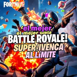 An eye-catching YouTube thumbnail for the video titled '¡El mejor Battle Royale en Fortnite! Supervivencia al Límite - Victoria Magistral'