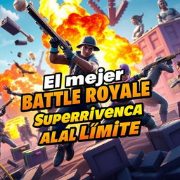 A captivating YouTube thumbnail for the video titled 'El mejor Battle Royale en Fortnite - Supervivencia al Límite - Victoria Magistral'