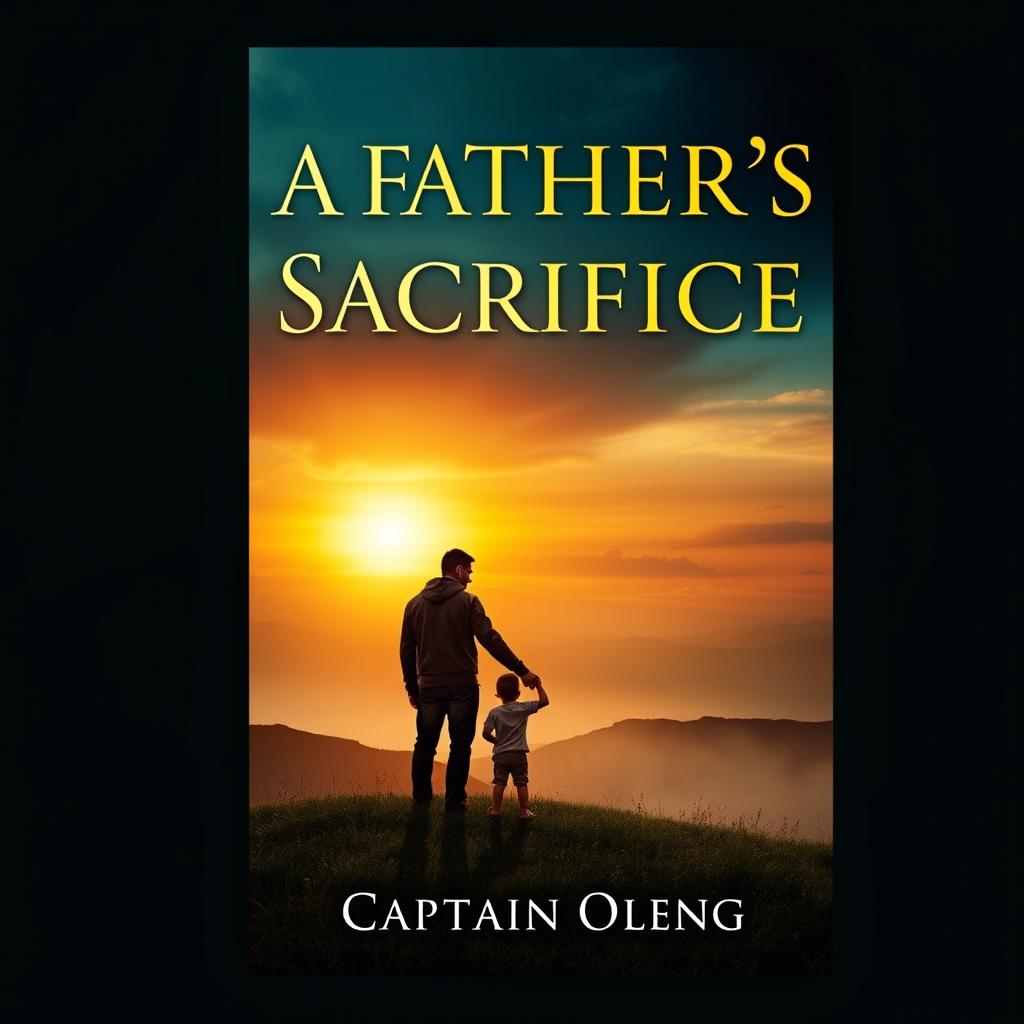 A poignant book cover design for the novel "A Father's Sacrifice" by Captain Oleng