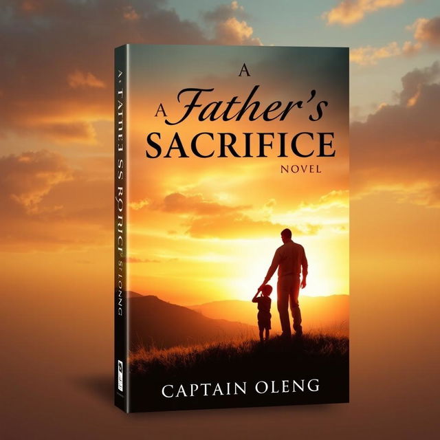 A poignant book cover design for the novel "A Father's Sacrifice" by Captain Oleng