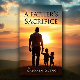 A poignant book cover design for the novel "A Father's Sacrifice" by Captain Oleng