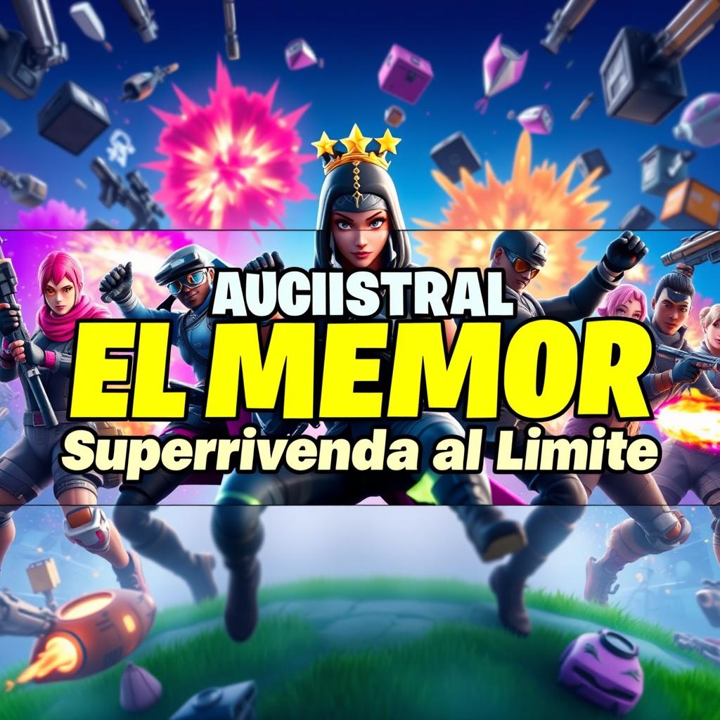 A visually striking YouTube thumbnail for the video titled 'Victoria Magistral - El MEJOR Battle Royale en Fortnite - Supervivencia al Límite'