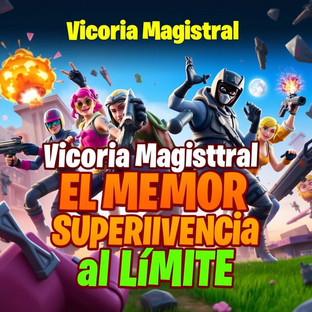 A visually striking YouTube thumbnail for the video titled 'Victoria Magistral - El MEJOR Battle Royale en Fortnite - Supervivencia al Límite'