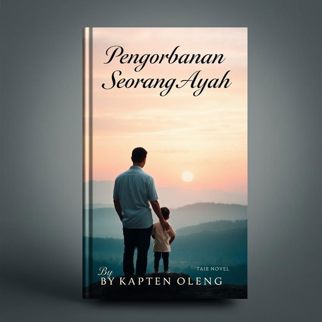 A captivating book cover design for the novel "Pengorbanan Seorang Ayah" by Kapten Oleng