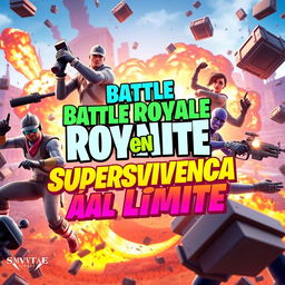 An exciting YouTube thumbnail for the video title 'Battle Royale en Fortnite - Supervivencia al Límite'