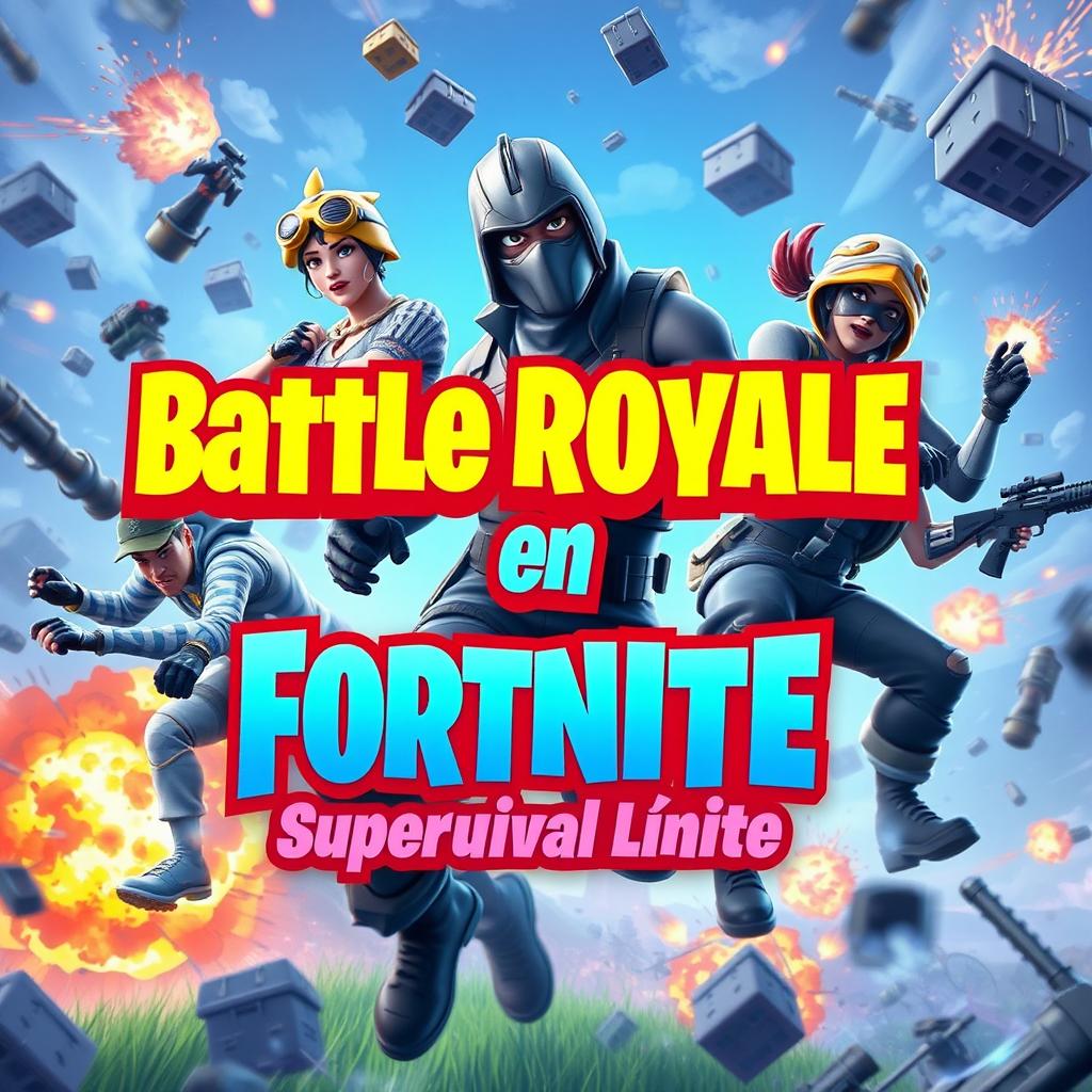 An exciting YouTube thumbnail for the video title 'Battle Royale en Fortnite - Supervivencia al Límite'