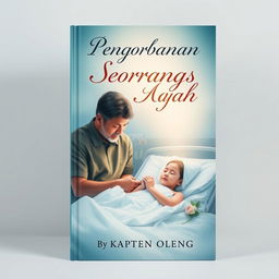 A poignant book cover design for the novel "Pengorbanan Seorang Ayah" by Kapten Oleng, which tells the story of a father's sacrifice to cure his 15-year-old daughter