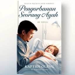 A poignant book cover design for the novel "Pengorbanan Seorang Ayah" by Kapten Oleng, which tells the story of a father's sacrifice to cure his 15-year-old daughter