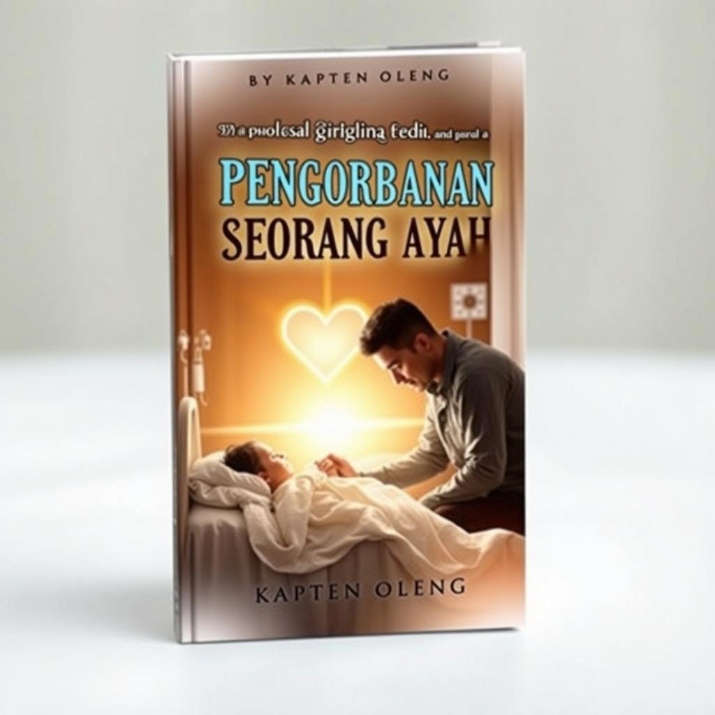 A heartwarming book cover design for a novel titled 'Pengorbanan Seorang Ayah' by Kapten Oleng