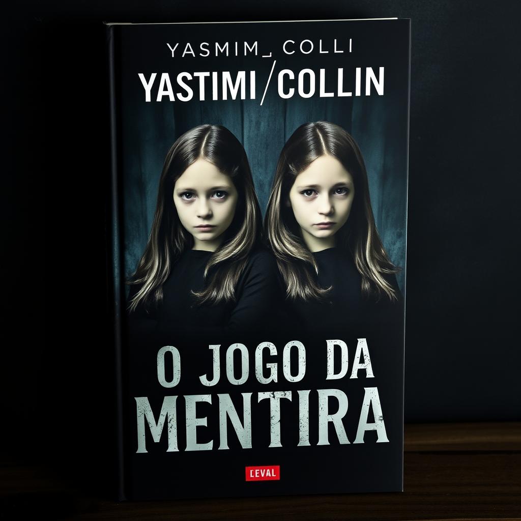 A captivating book cover for 'O Jogo da Mentira' by Yasmim_Collin, featuring an intriguing and mysterious background that adds depth to the scene