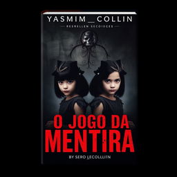 A captivating book cover for 'O Jogo da Mentira' by Yasmim_Collin, featuring an intriguing and mysterious background that adds depth to the scene