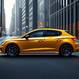 A realistic depiction of the 2025 facelift model of a CUPRA Leon, showcasing its sleek and sporty design