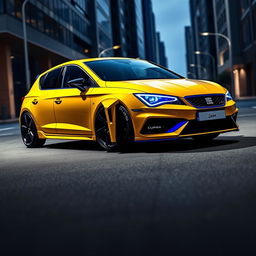 A realistic depiction of the 2025 facelift model of a CUPRA Leon, showcasing its sleek and sporty design