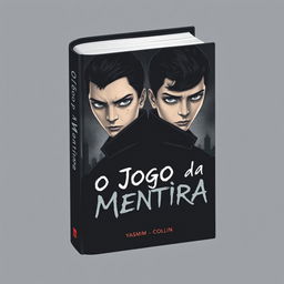 A striking book cover for "O Jogo da Mentira" by Yasmim_Collin, featuring an intriguing background that creates a mysterious atmosphere