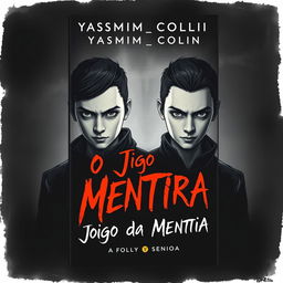 A striking book cover for "O Jogo da Mentira" by Yasmim_Collin, featuring an intriguing background that creates a mysterious atmosphere