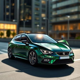 A realistic depiction of a 2025 Cupra Leon facelift, showcasing its sleek design and modern aesthetics