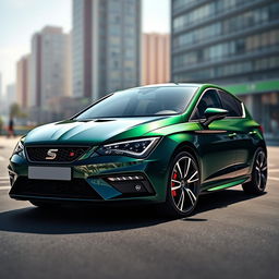 A realistic depiction of a 2025 Cupra Leon facelift, showcasing its sleek design and modern aesthetics