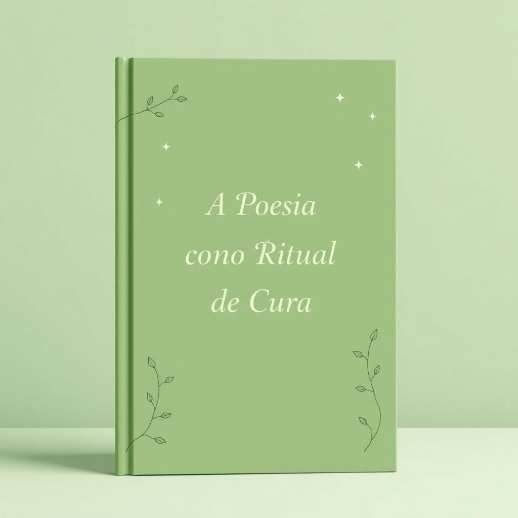 A minimalist book cover in a soothing shade of green, featuring subtle nature and magic elements intertwined with simple line art