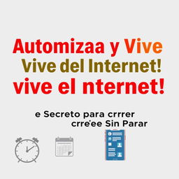 A YouTube thumbnail featuring the phrase "Automiza y Vive del Internet!" in large, eye-catching letters using bright colors like red or yellow to grab attention