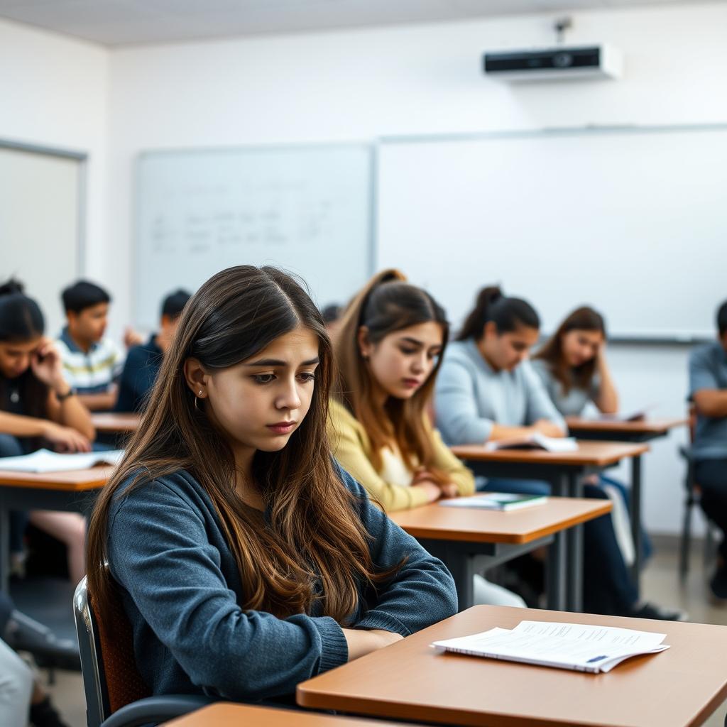 A classroom scene during the day, featuring a teacher explaining the requirements of the IB Diploma Program