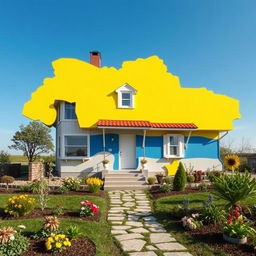 A house designed in the shape of the map of Ukraine, showcasing the country's distinctive geographic contours as its architectural form