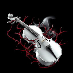 An animated portrayal of a deadly violin in striking white, featuring dynamic movement and fluid animation effects