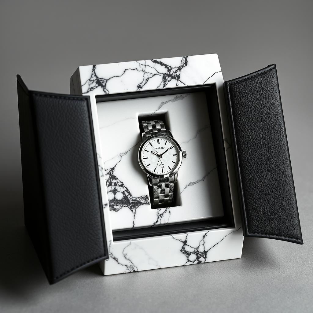 A sophisticated branded packaging design for the watch 'Suleymanov'