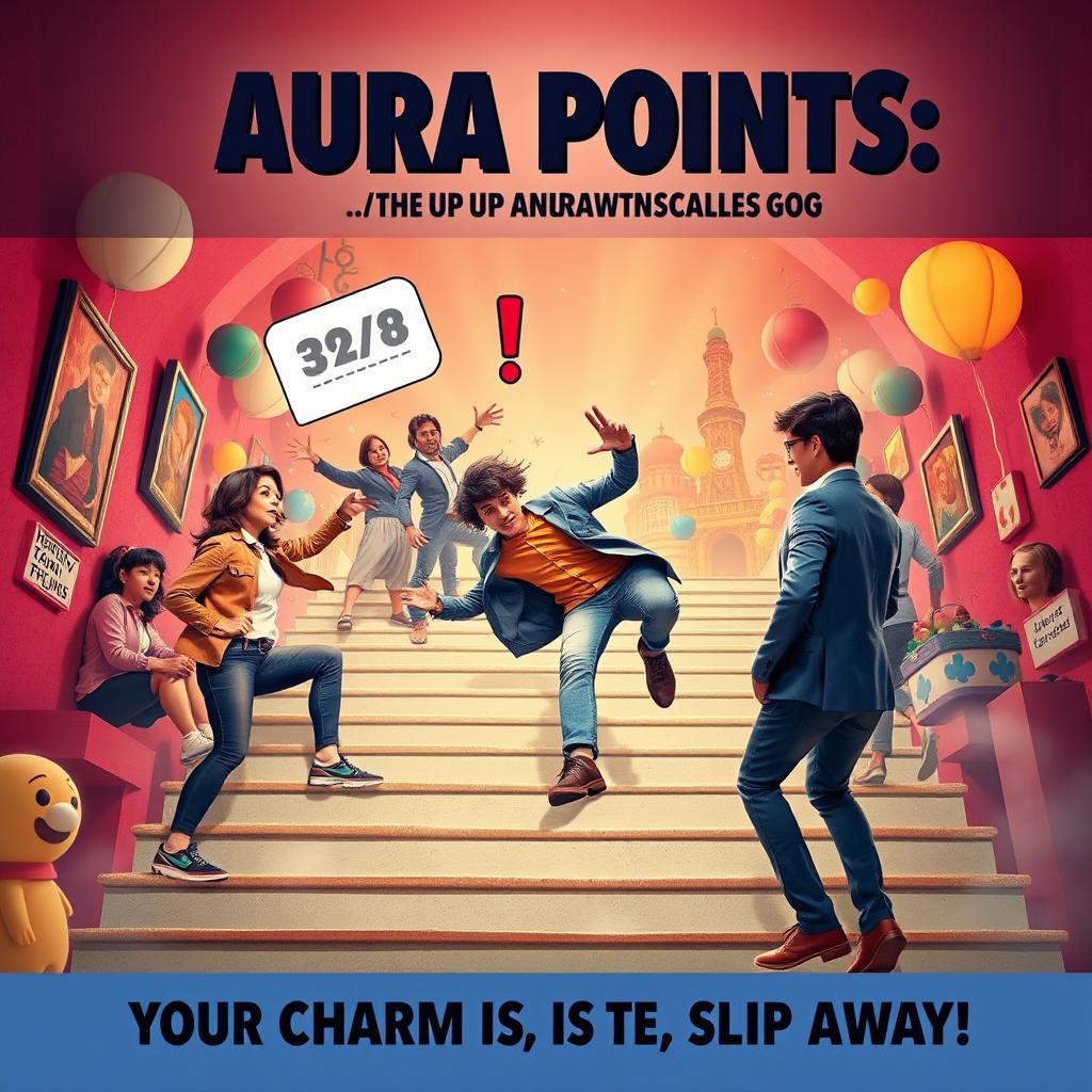 Create a humorous movie poster that creatively embodies the concept of 'Aura/Negative Aura