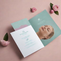 An elegant brochure design for a wellness massage parlor featuring calming colors, charming images of soothing massages, along with compelling content detailing the services.