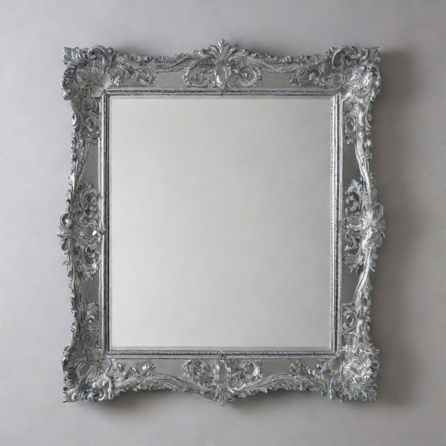 A classic wall mirror with a crystal clear reflection and a beautiful, intricate frame design.