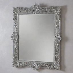 A classic wall mirror with a crystal clear reflection and a beautiful, intricate frame design.