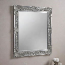 A classic wall mirror with a crystal clear reflection and a beautiful, intricate frame design.