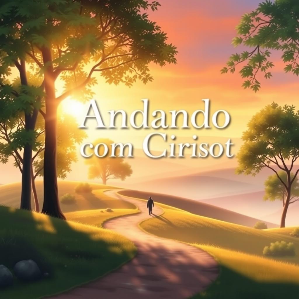 A beautiful book cover illustration depicting the essence of the title "Andando com Cristo - Nas adversidades da vida