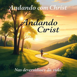 A beautiful book cover illustration depicting the essence of the title "Andando com Cristo - Nas adversidades da vida