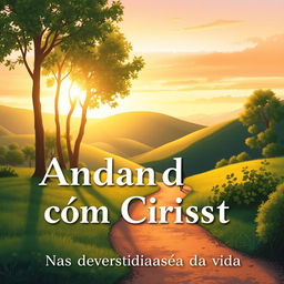 A beautiful book cover illustration depicting the essence of the title "Andando com Cristo - Nas adversidades da vida