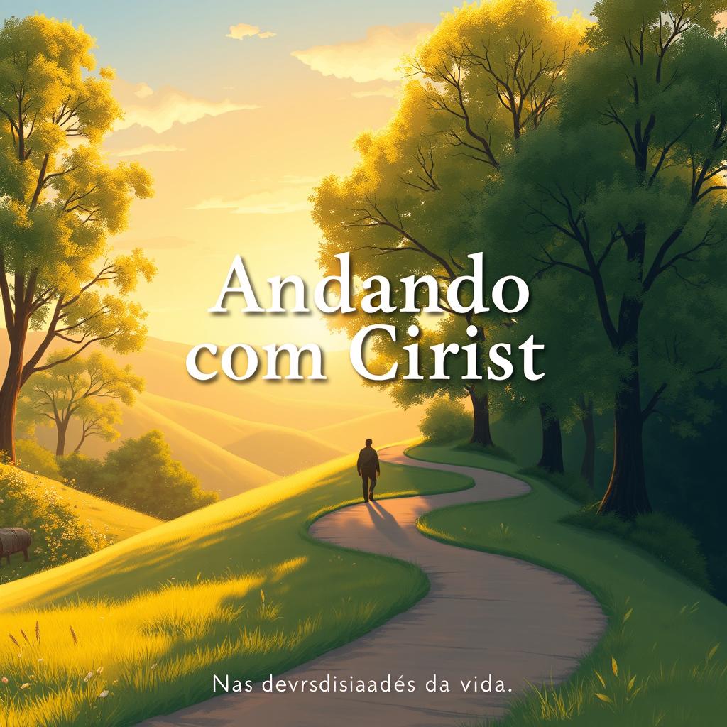 A beautiful book cover illustration depicting the essence of the title "Andando com Cristo - Nas adversidades da vida