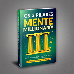 A modern and attractive book cover design for 'Os 3 Pilares da Mente Milionária: Um Guia Prático para Transformar Sonhos em Fortuna'